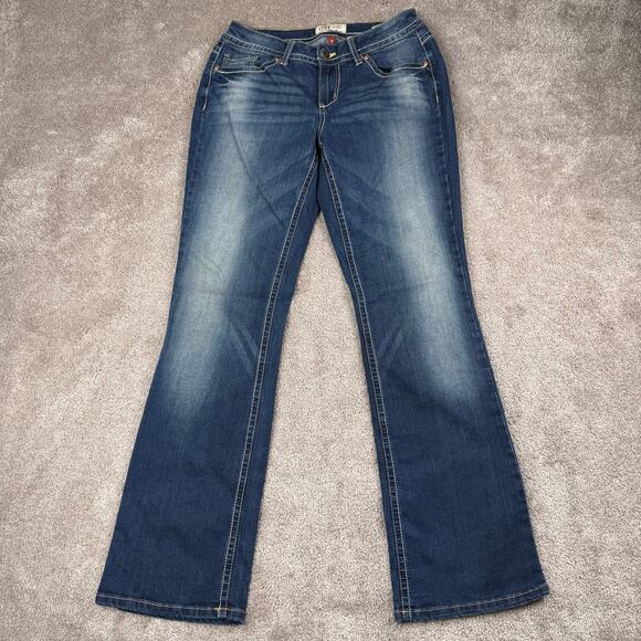 Lei Bridget Curvy Bootcut Jeans Size 9 Western Cowgirl Boho Dark Wash - Picture 1 of 5